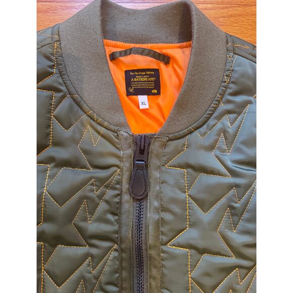 BAPE Sta Quilting Bomber Jacket – FW20, Olivedrab Orange, XL - Picture 2 of 12